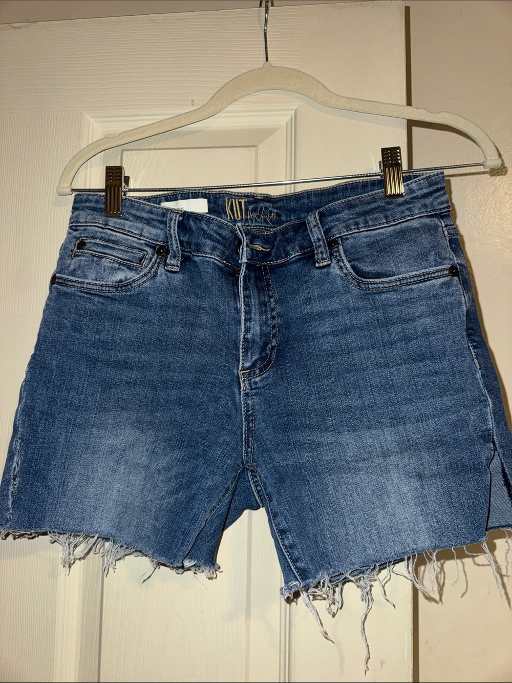 Kut from the Kloth Medium Blue Distressed Denim Shorts